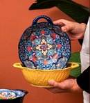 TIGELA DE SOPA DE CERÂMICA ESTILO BOÊMIO COM ALÇA