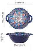 TIGELA DE SOPA DE CERÂMICA ESTILO BOÊMIO COM ALÇA