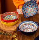 TIGELA DE SOPA DE CERÂMICA ESTILO BOÊMIO COM ALÇA