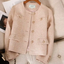 CASACO FEMININO DE TWEED ROSA OU BEGE