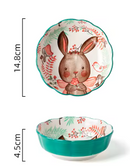 TIGELAS COELHOS PINTADO A MÃO, EM CERÂMICA, PARA SUA MESA DE PÁSCOA