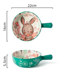 TIGELAS COELHOS PINTADO A MÃO, EM CERÂMICA, PARA SUA MESA DE PÁSCOA