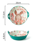 TIGELAS COELHOS PINTADO A MÃO, EM CERÂMICA, PARA SUA MESA DE PÁSCOA