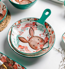 TIGELAS COELHOS PINTADO A MÃO, EM CERÂMICA, PARA SUA MESA DE PÁSCOA