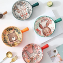 ASSADEIRA DE CERÂMICA REDONDA COM ALÇA ANIMAIS DA FLORESTA