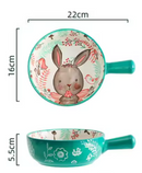 ASSADEIRA DE CERÂMICA REDONDA COM ALÇA ANIMAIS DA FLORESTA