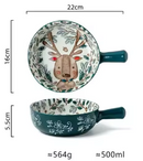 ASSADEIRA DE CERÂMICA REDONDA COM ALÇA ANIMAIS DA FLORESTA