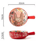 ASSADEIRA DE CERÂMICA REDONDA COM ALÇA ANIMAIS DA FLORESTA