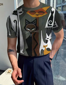 CAMISETA MANGA CURTA DESIGNER LUXO EM ALGODÃO